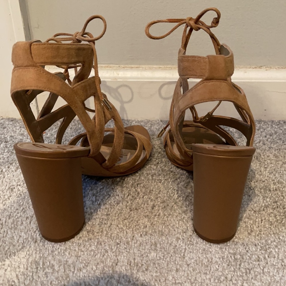 Sam Edelman Chunky Heel Lace up Sandals sz 7.5 - Picture 4 of 6
